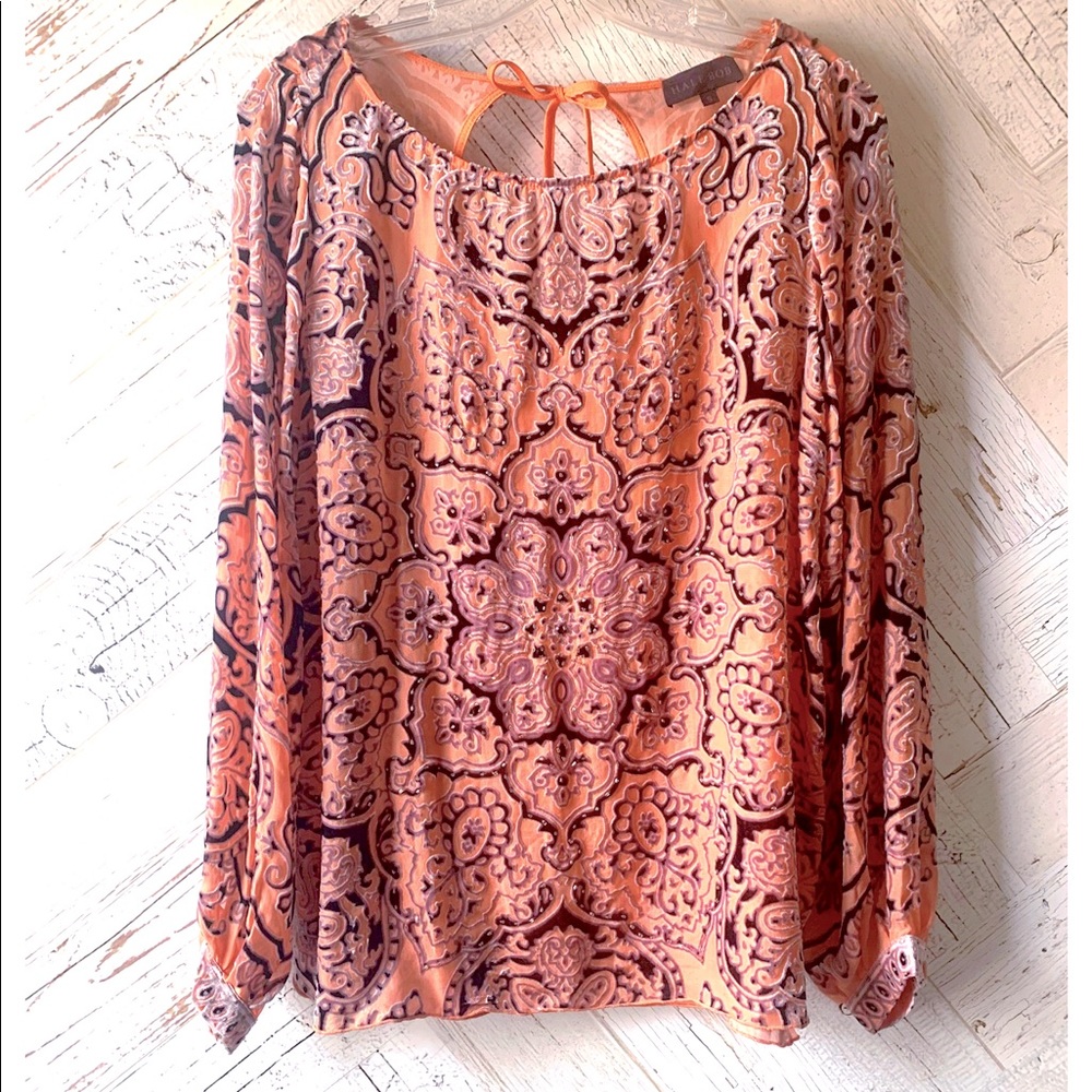 Hale Bob  Silk/Velvet Burnout Bohemian Top